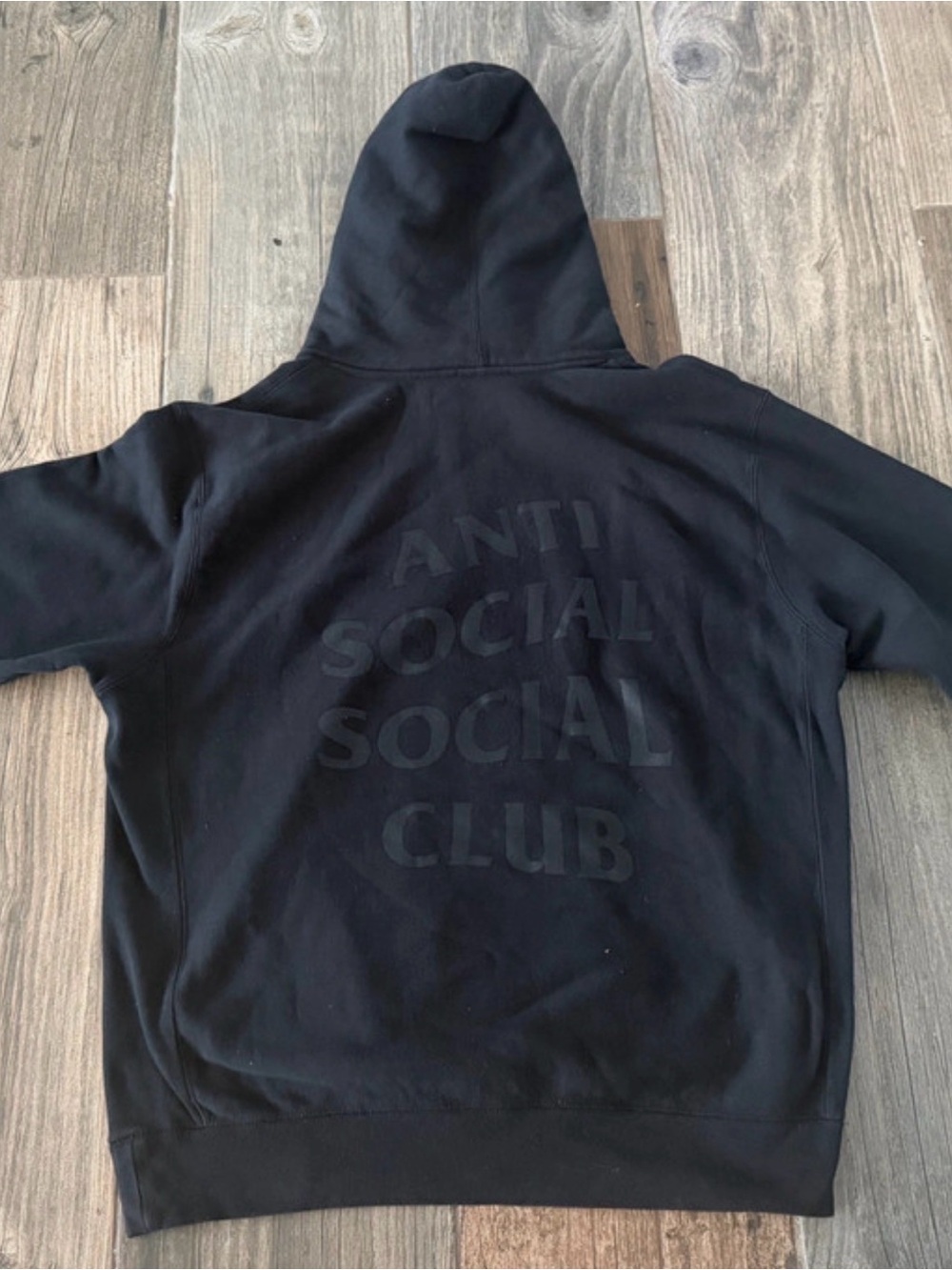 Anti Social Social Club Black Tonal Logo Zip-Up Hoodie